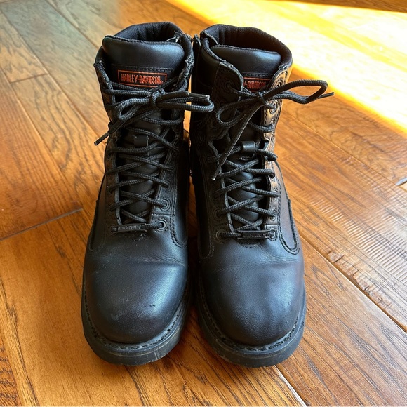 Harley Davidson Men’s Black Leather Motorcycle Boots Size 9 - Picture 3 of 7